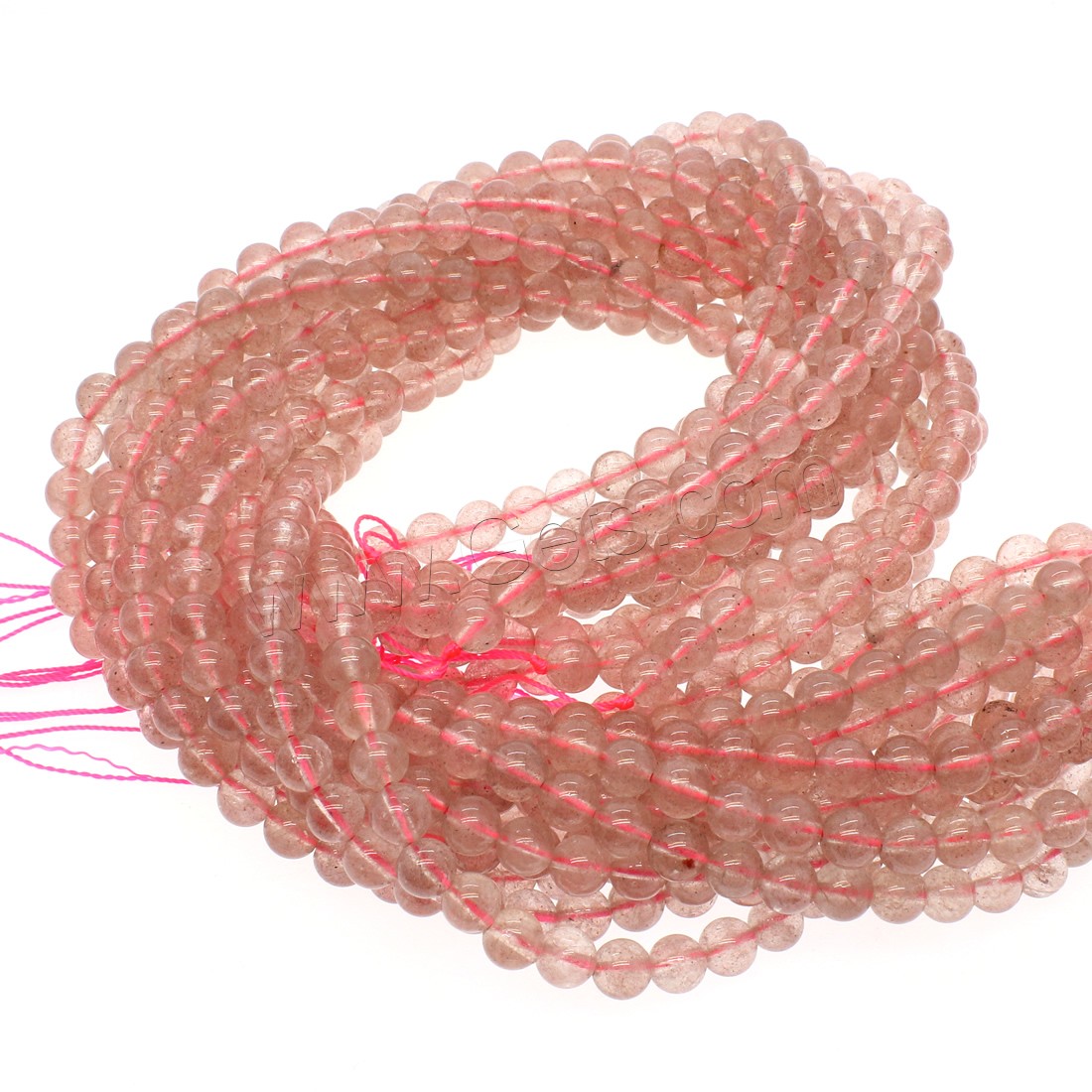 Strawberry Quartz goutte, Rond, normes différentes pour le choix, rose, Trou:Environ 1mm, Longueur:Environ 14.9 pouce, Vendu par brin