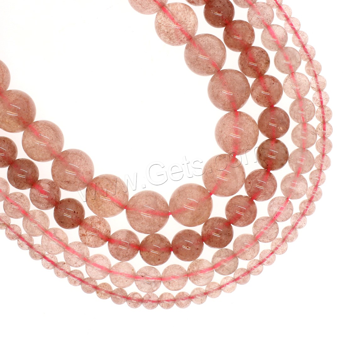 Strawberry Quartz goutte, Rond, normes différentes pour le choix, rose, Trou:Environ 1mm, Longueur:Environ 14.9 pouce, Vendu par brin