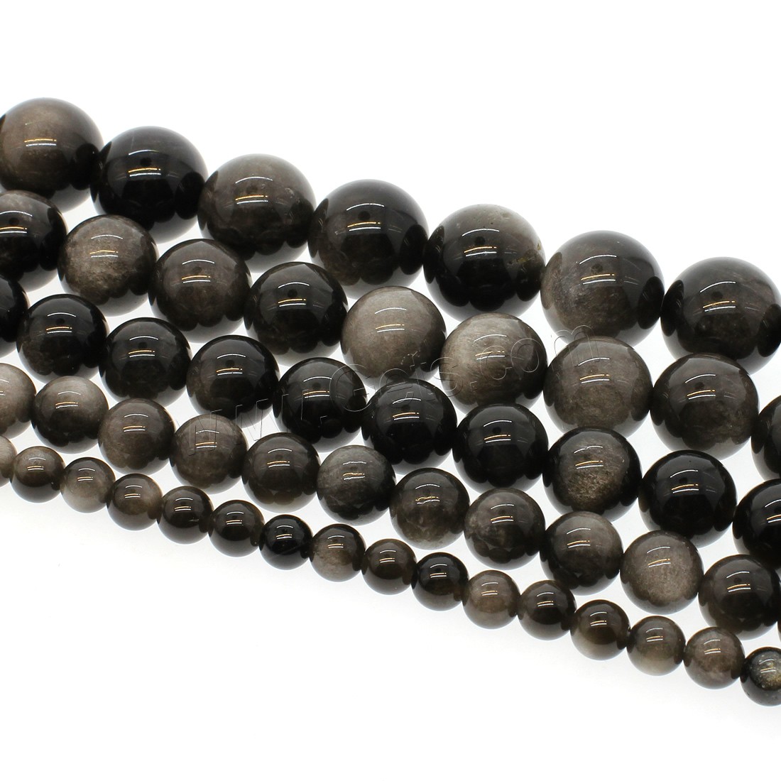 Silver Obsidian Beads, Round, different size for choice, silver color, Hole:Approx 1mm, Length:Approx 14.9 Inch, Sold By Strand