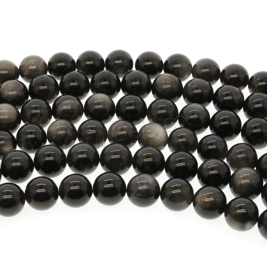 Silver Obsidian Beads, Round, different size for choice, silver color, Hole:Approx 1mm, Length:Approx 14.9 Inch, Sold By Strand