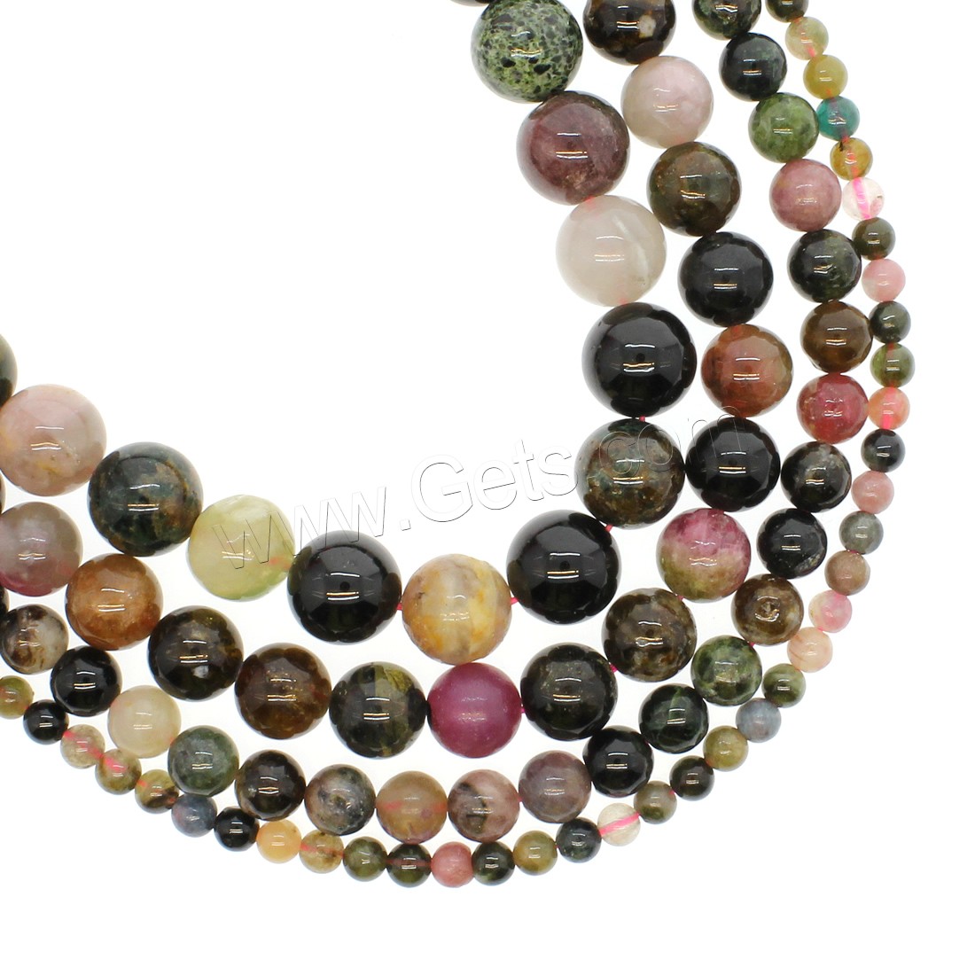 Natural Tourmaline Beads, Round, different size for choice, mixed colors, Hole:Approx 1mm, Length:Approx 14.9 Inch, Sold By Strand