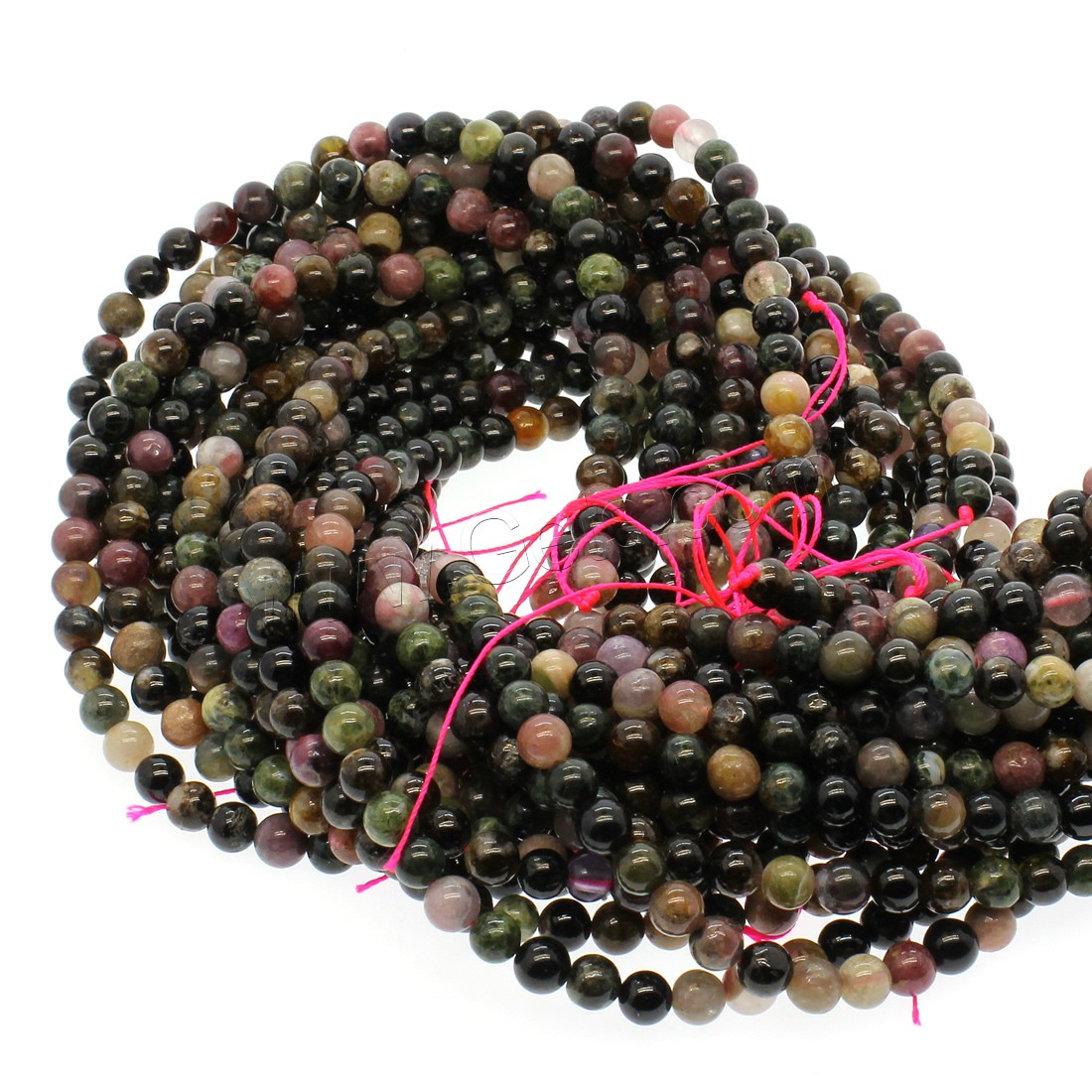 Natural Tourmaline Beads, Round, different size for choice, mixed colors, Hole:Approx 1mm, Length:Approx 14.9 Inch, Sold By Strand