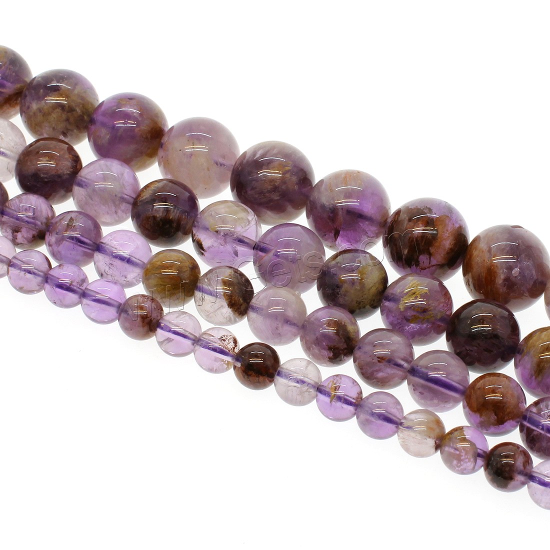 Purple-Phantom-Quartz goutte, Rond, normes différentes pour le choix, violet, Trou:Environ 1mm, Longueur:Environ 14.9 pouce, Vendu par brin