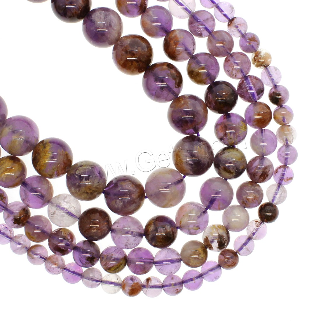 Purple-Phantom-Quartz goutte, Rond, normes différentes pour le choix, violet, Trou:Environ 1mm, Longueur:Environ 14.9 pouce, Vendu par brin