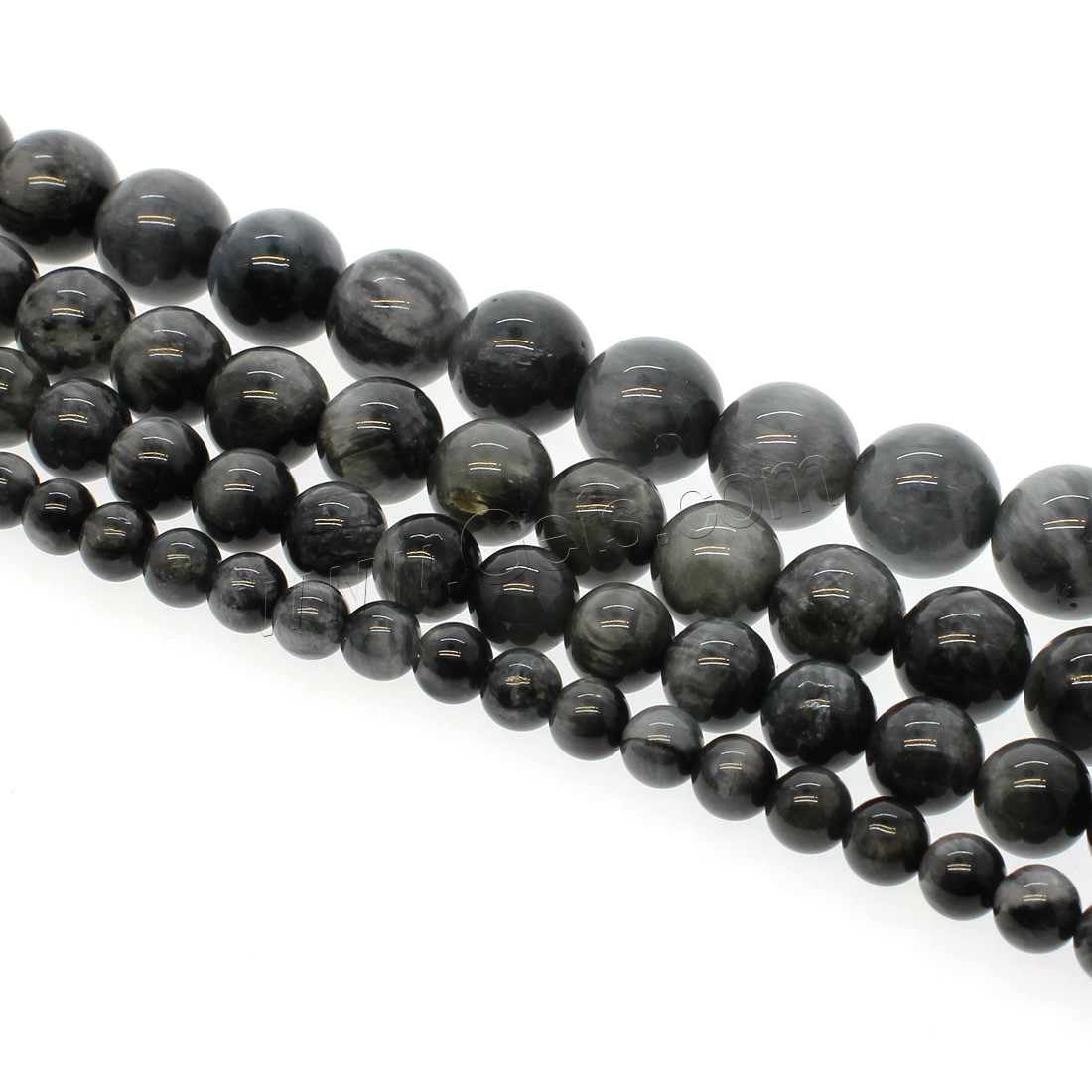 Hawk-eye Stone Beads, Round, different size for choice, black, Hole:Approx 1mm, Length:Approx 14.9 Inch, Sold By Strand