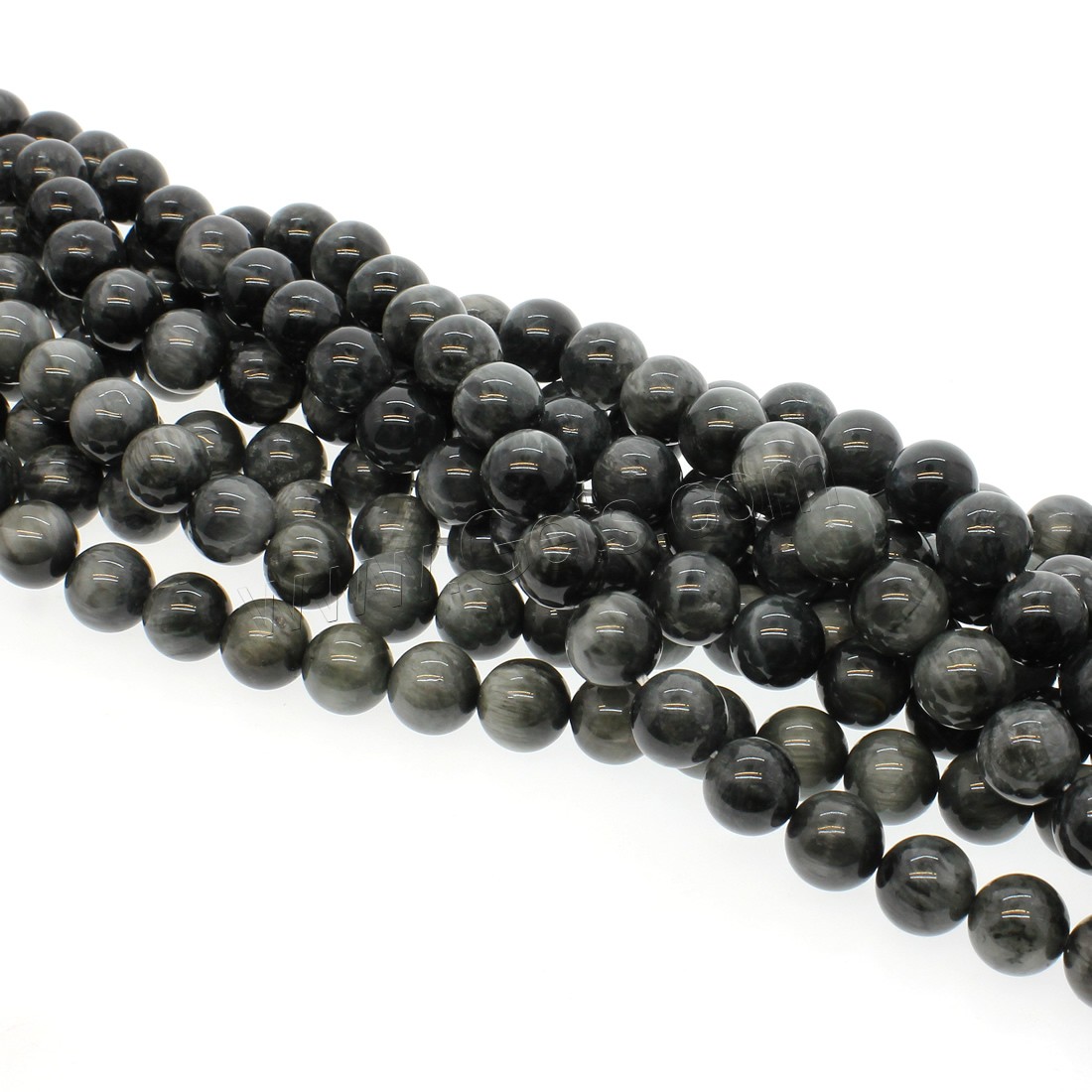 Hawk-eye Stone Beads, Round, different size for choice, black, Hole:Approx 1mm, Length:Approx 14.9 Inch, Sold By Strand