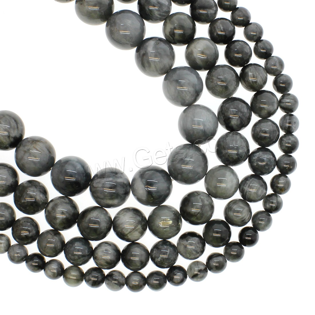 Hawk-eye Stone Beads, Round, different size for choice, black, Hole:Approx 1mm, Length:Approx 14.9 Inch, Sold By Strand