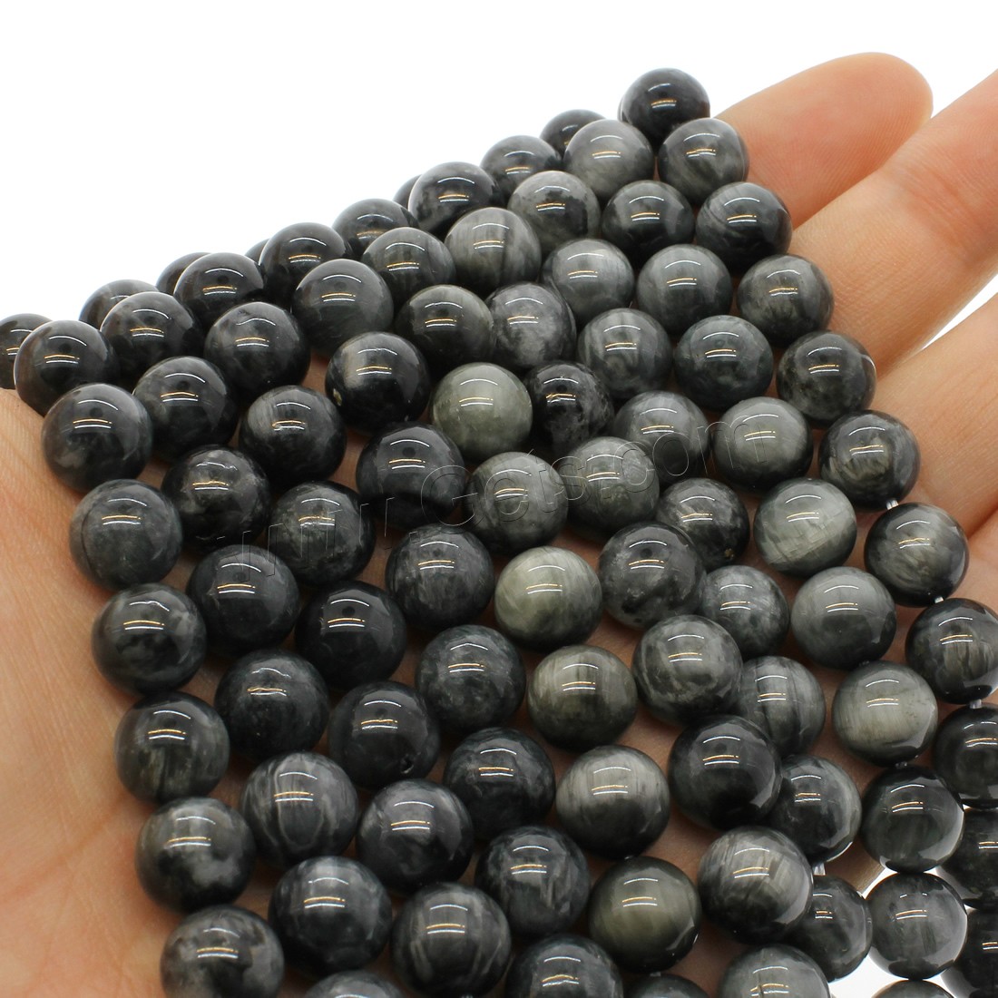 Hawk-eye Stone Beads, Round, different size for choice, black, Hole:Approx 1mm, Length:Approx 14.9 Inch, Sold By Strand