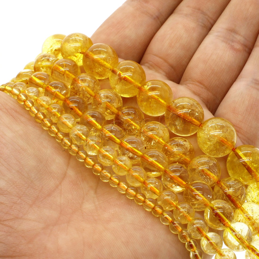 Natural Citrine Beads, Round, different size for choice, yellow, Hole:Approx 1mm, Length:Approx 14.9 Inch, Sold By Strand