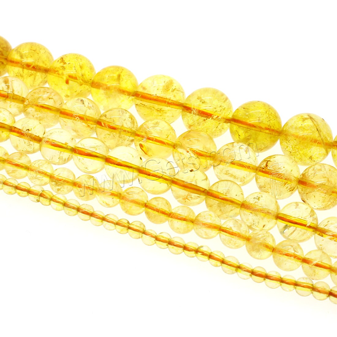 Natural Citrine Beads, Round, different size for choice, yellow, Hole:Approx 1mm, Length:Approx 14.9 Inch, Sold By Strand