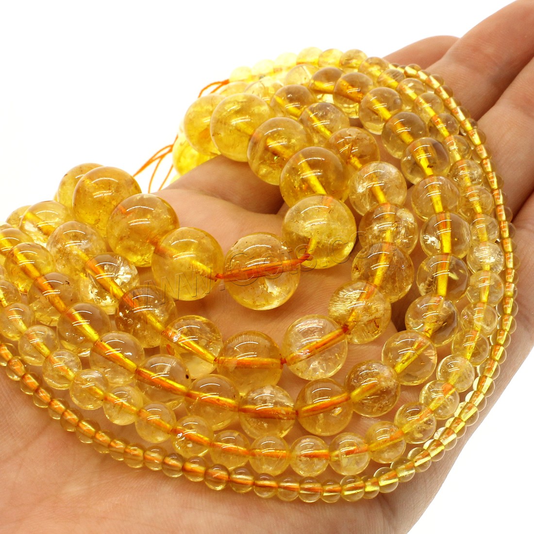 Natural Citrine Beads, Round, different size for choice, yellow, Hole:Approx 1mm, Length:Approx 14.9 Inch, Sold By Strand