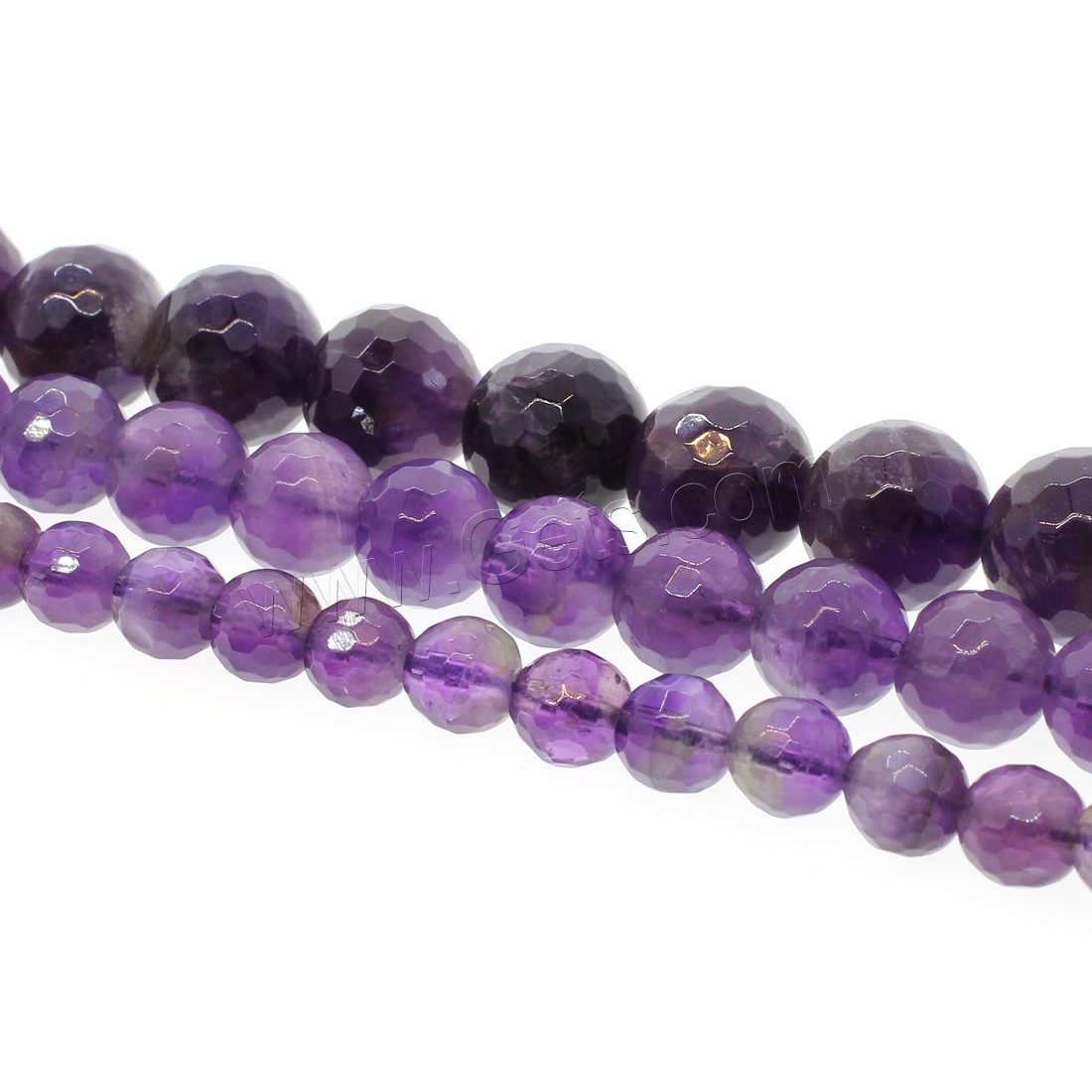 Natürliche Amethyst Perlen, rund, verschiedene Größen vorhanden & facettierte, violett, Bohrung:ca. 1mm, Länge:ca. 14.9 ZollInch, verkauft von Strang