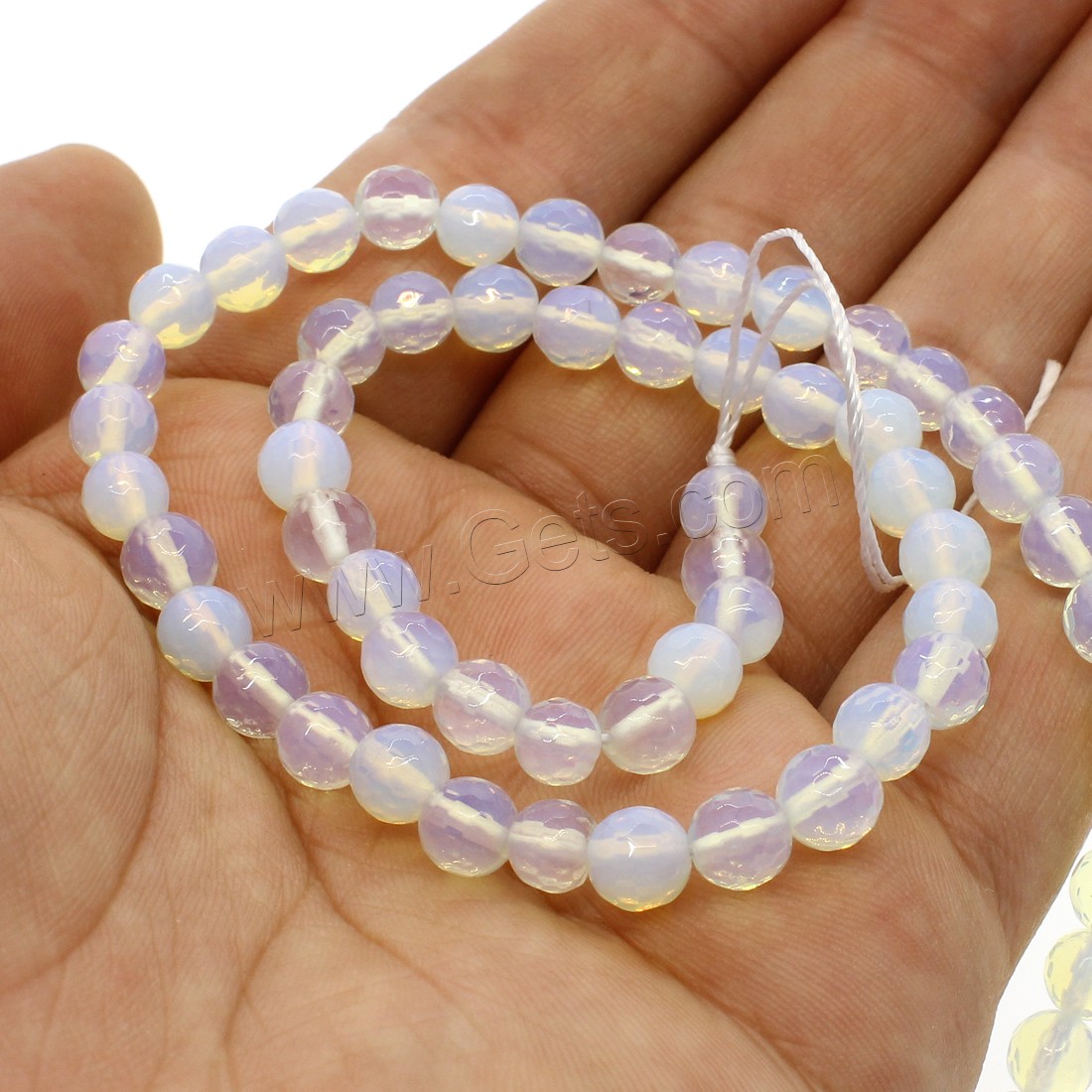 Sea Opal Jewelry Beads, Round, different size for choice & faceted, white, Hole:Approx 1mm, Length:Approx 14.9 Inch, Sold By Strand