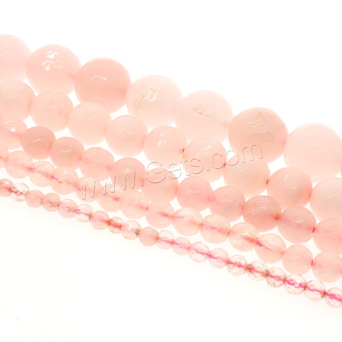 Abalorio De Cuarzo Rosa Natural, cuarzo rosado, Esférico, diverso tamaño para la opción & facetas, Rosado, agujero:aproximado 1mm, longitud:aproximado 14.9 Inch, Vendido por Sarta