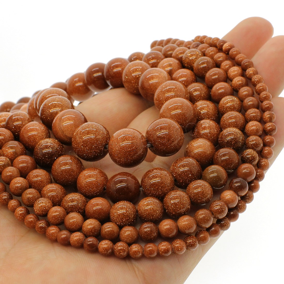 Goldstone Beads, Round, different size for choice, orange, Hole:Approx 1mm, Length:Approx 14.9 Inch, Sold By Strand