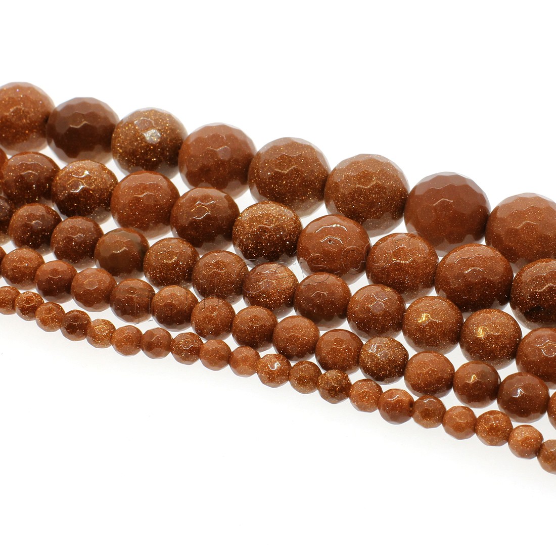 Goldstone Beads, Round, different size for choice & faceted, orange, Hole:Approx 1mm, Length:Approx 14.9 Inch, Sold By Strand