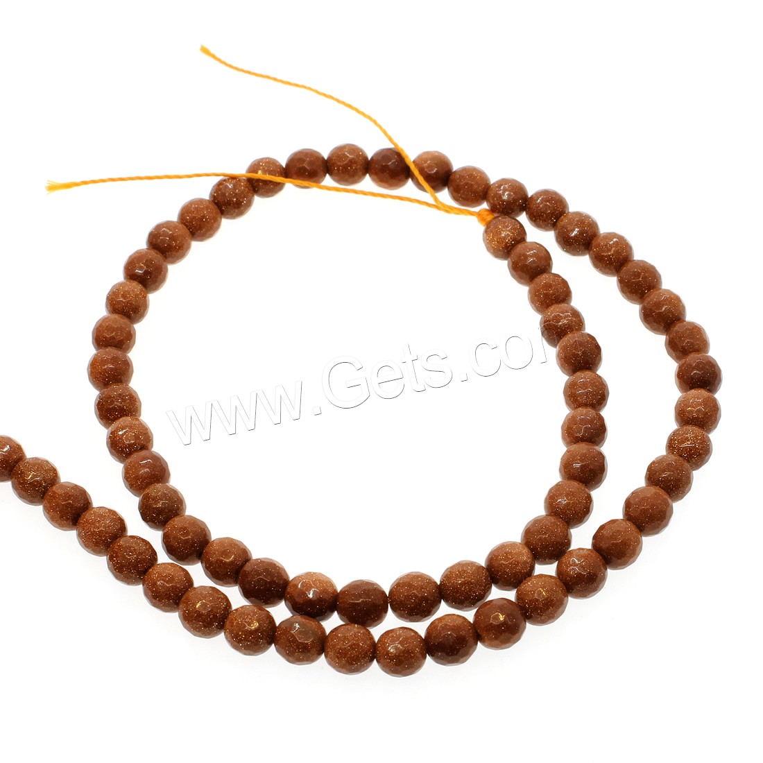 Goldstone Beads, Round, different size for choice & faceted, orange, Hole:Approx 1mm, Length:Approx 14.9 Inch, Sold By Strand