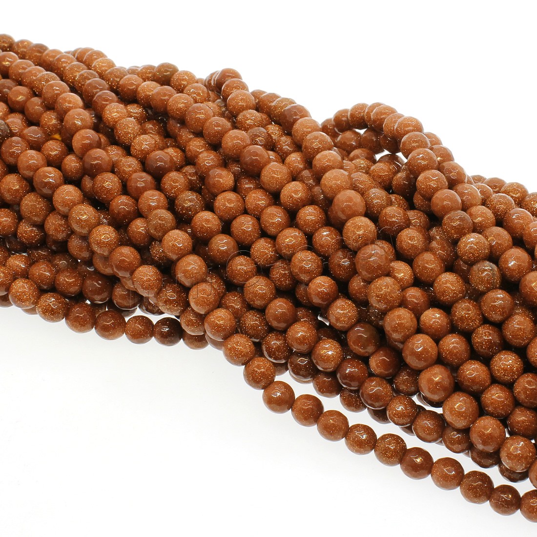 Goldstone Beads, Round, different size for choice & faceted, orange, Hole:Approx 1mm, Length:Approx 14.9 Inch, Sold By Strand