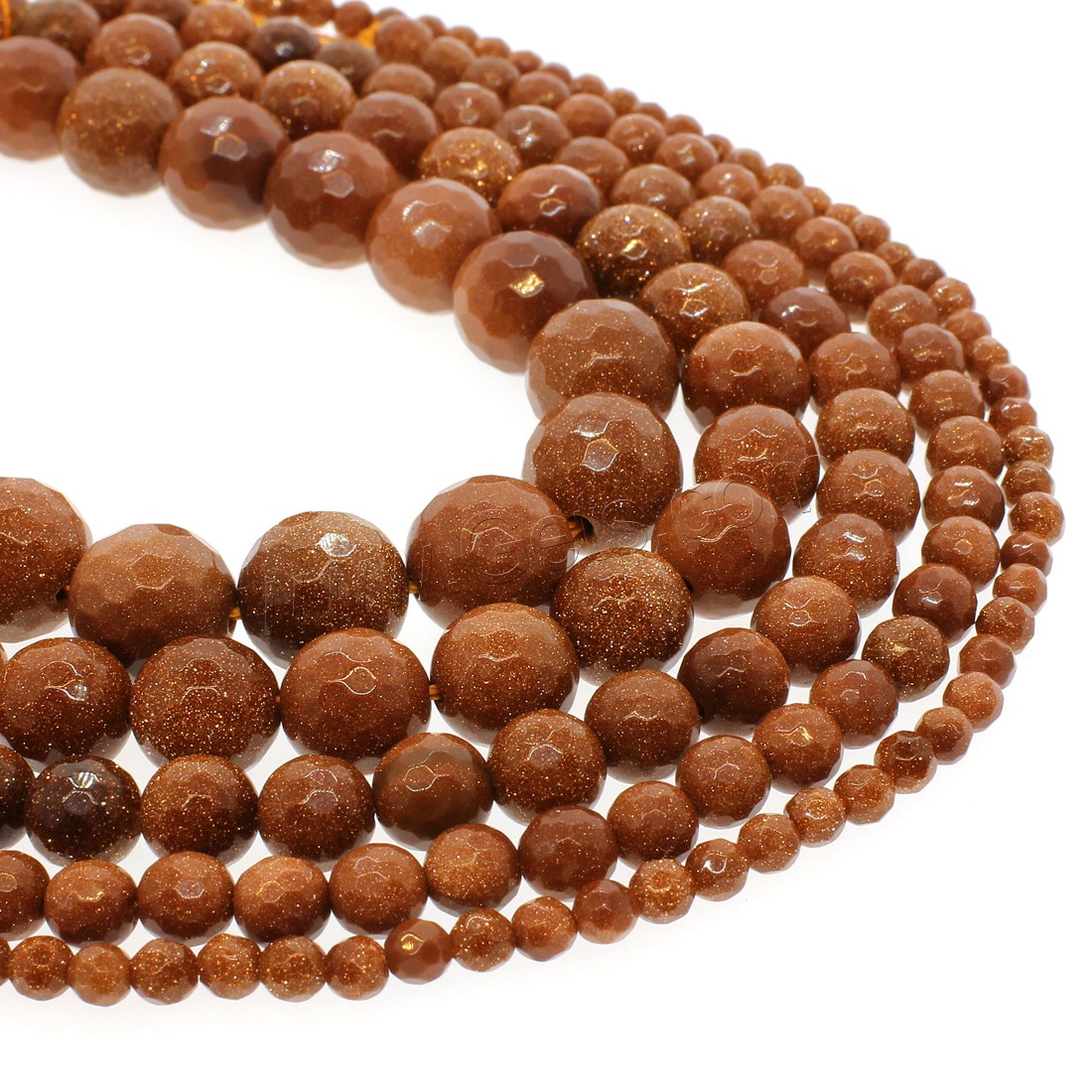 Goldstone Beads, Round, different size for choice & faceted, orange, Hole:Approx 1mm, Length:Approx 14.9 Inch, Sold By Strand