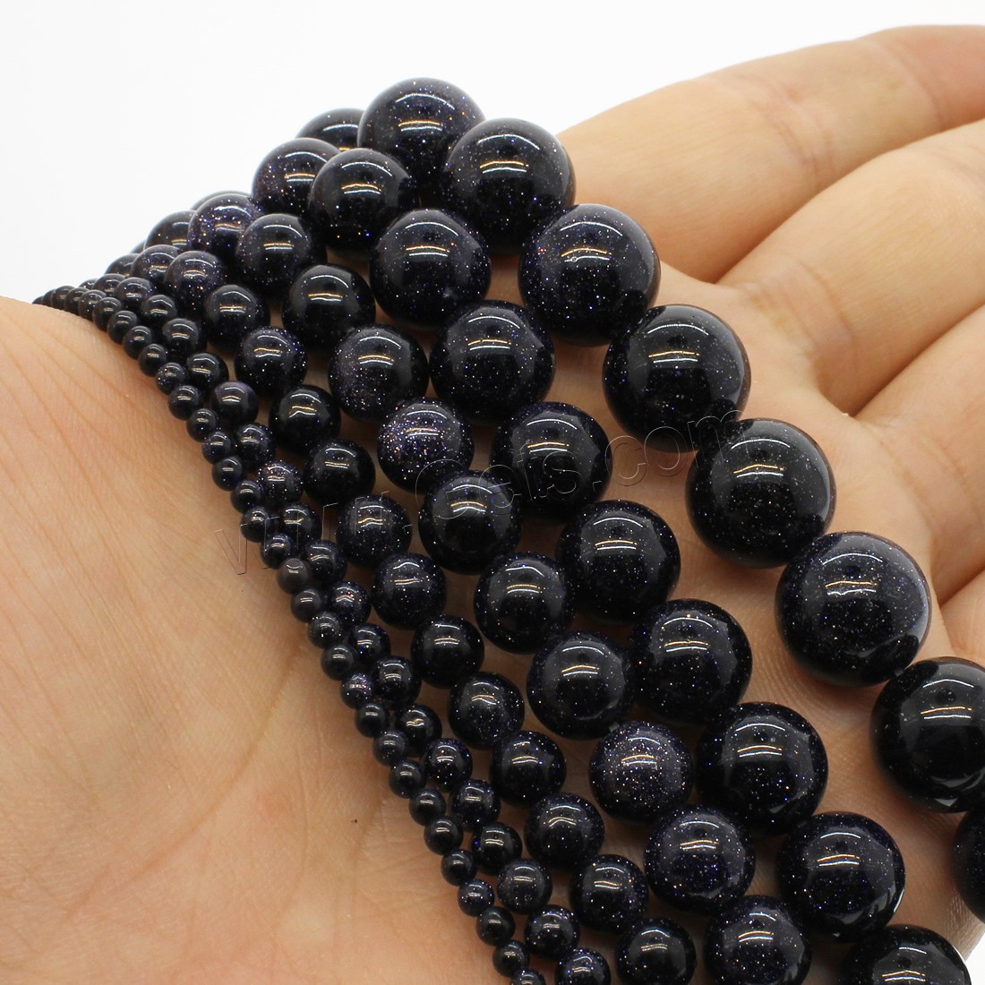 Blue Goldstone Beads, Round, different size for choice, blue, Hole:Approx 1mm, Length:Approx 14.9 Inch, Sold By Strand