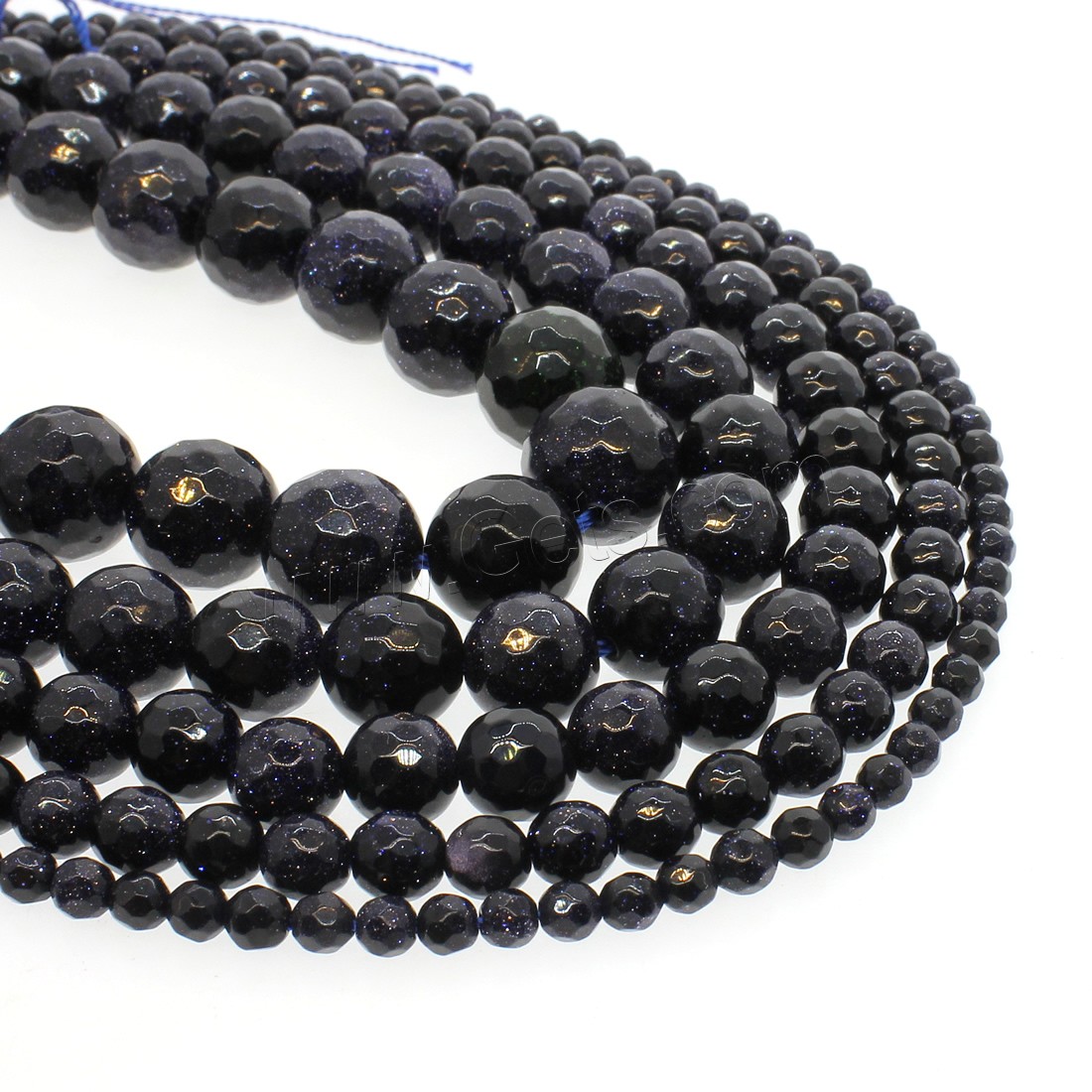 Blue Goldstone Beads, Round, different size for choice & faceted, blue, Hole:Approx 1mm, Length:Approx 14.9 Inch, Sold By Strand