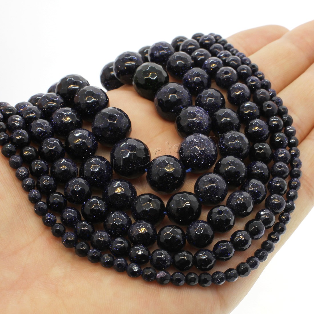 Blue Goldstone Beads, Round, different size for choice & faceted, blue, Hole:Approx 1mm, Length:Approx 14.9 Inch, Sold By Strand