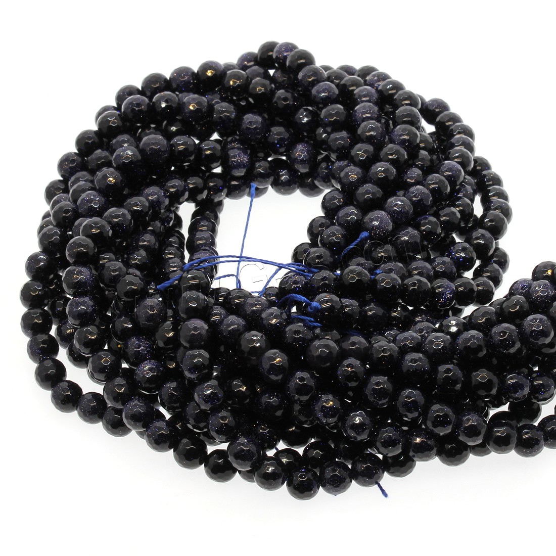 Blue Goldstone Beads, Round, different size for choice & faceted, blue, Hole:Approx 1mm, Length:Approx 14.9 Inch, Sold By Strand