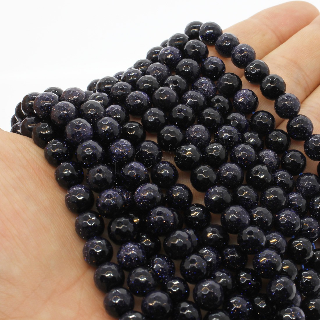 Blue Goldstone Beads, Round, different size for choice & faceted, blue, Hole:Approx 1mm, Length:Approx 14.9 Inch, Sold By Strand