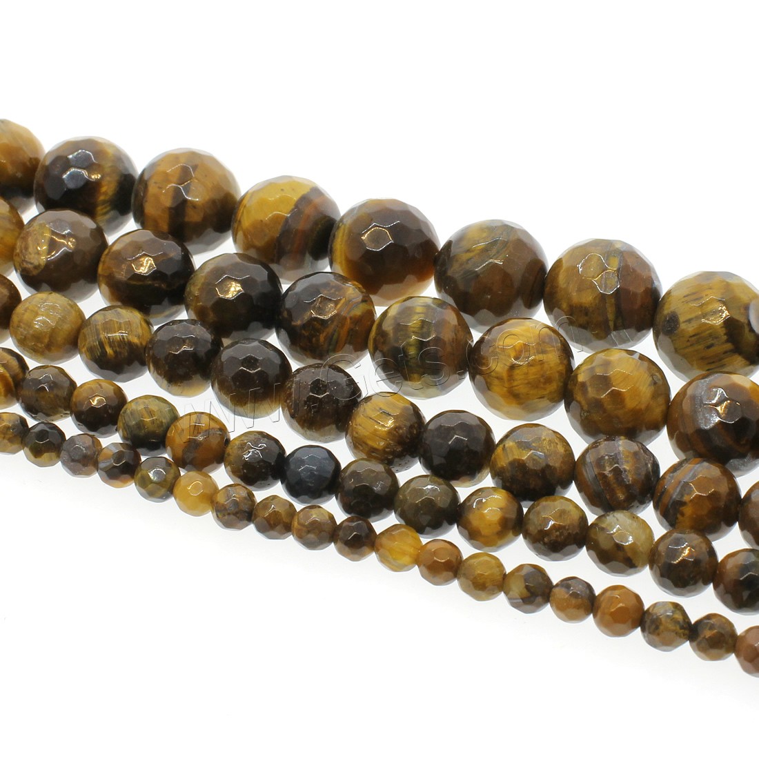 Tiger Eye Beads, Round, different size for choice & faceted, yellow, Hole:Approx 1mm, Length:Approx 14.9 Inch, Sold By Strand