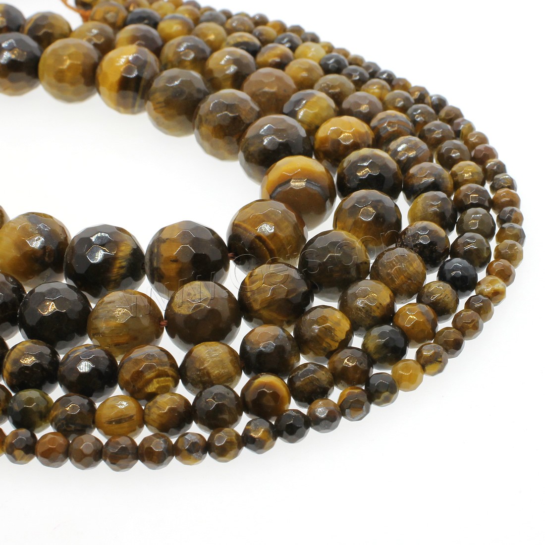 Tiger Eye Beads, Round, different size for choice & faceted, yellow, Hole:Approx 1mm, Length:Approx 14.9 Inch, Sold By Strand