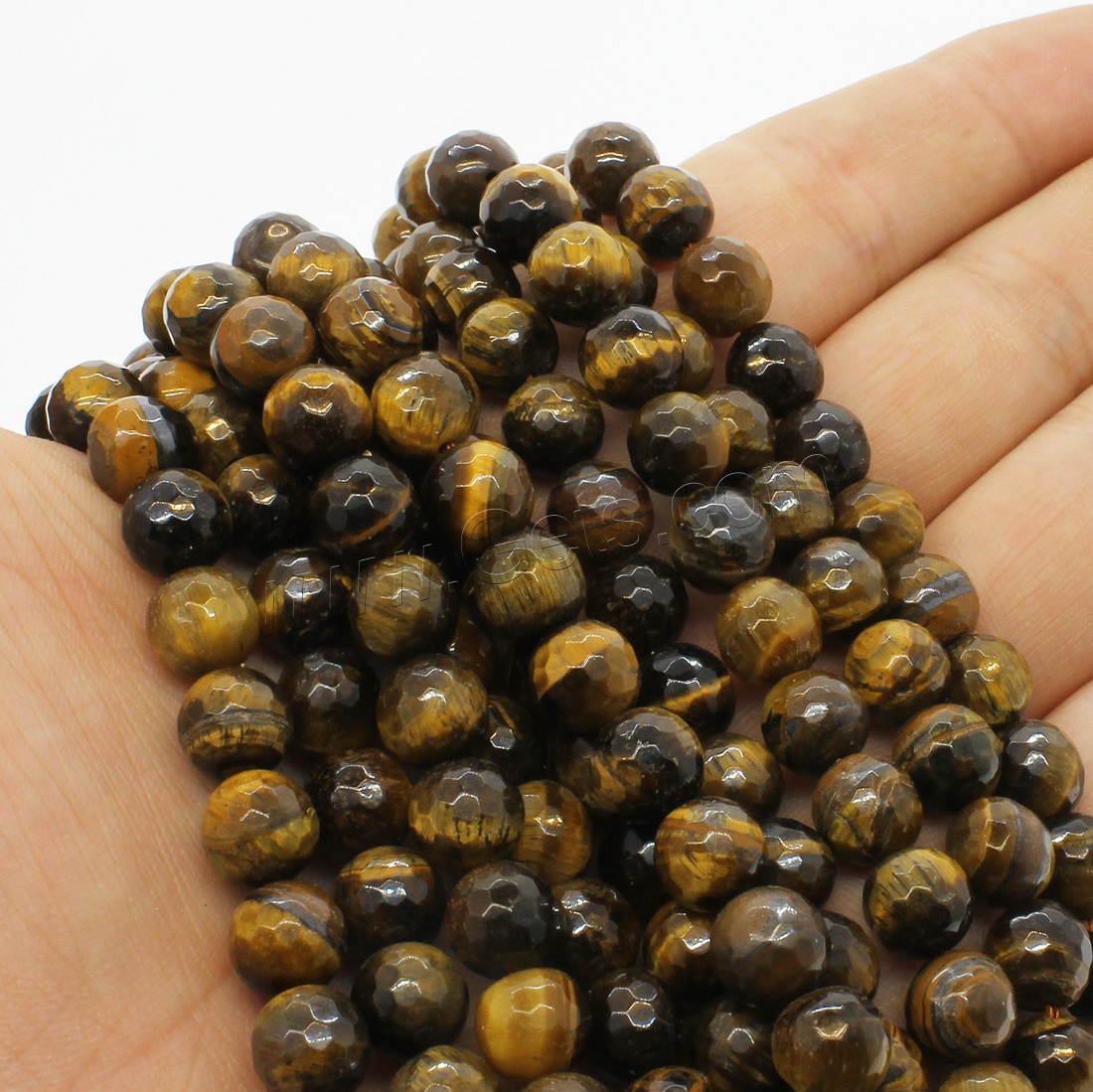 Tiger Eye Beads, Round, different size for choice & faceted, yellow, Hole:Approx 1mm, Length:Approx 14.9 Inch, Sold By Strand