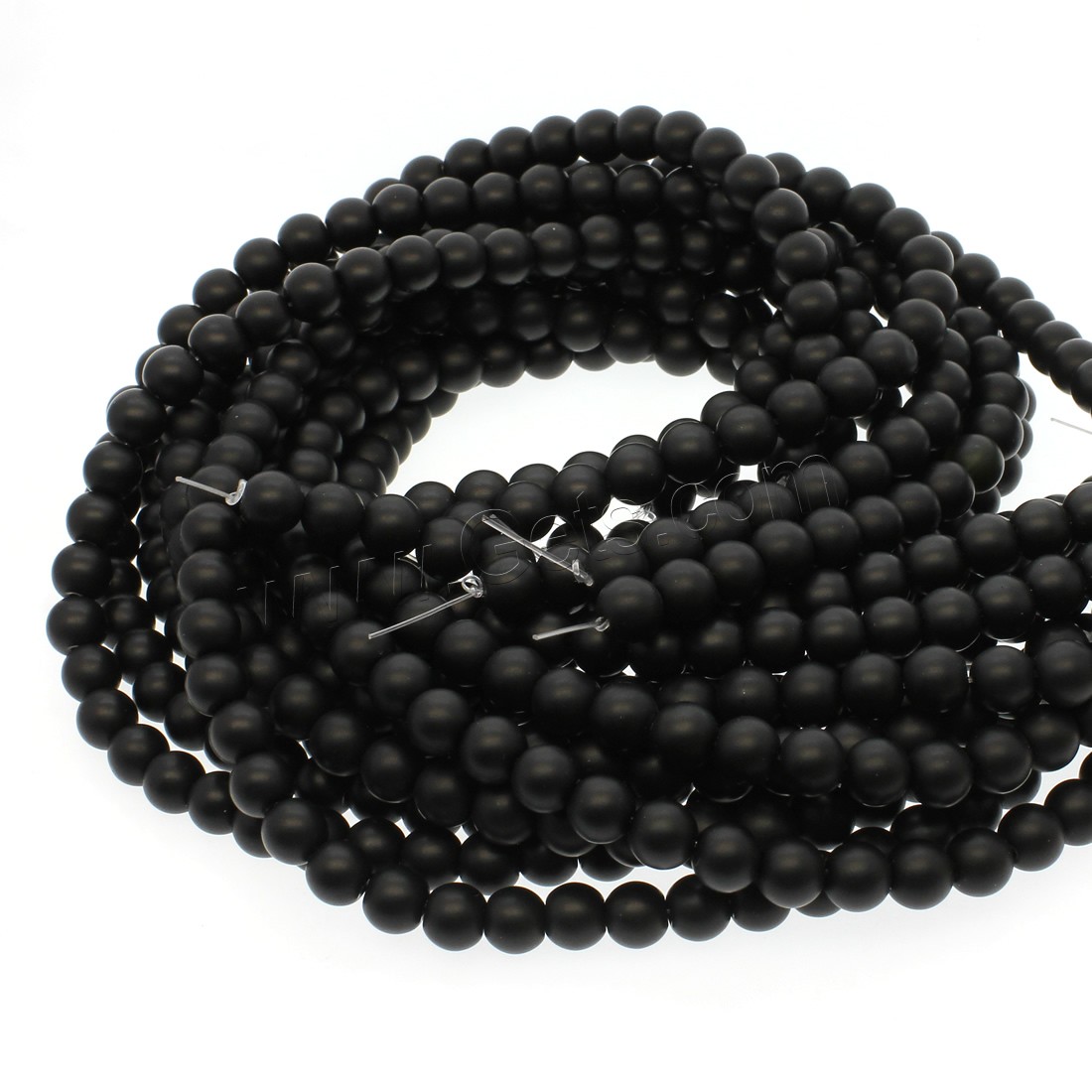 Black Stone Bead, Round, different size for choice & frosted, black, Hole:Approx 1mm, Length:Approx 14.9 Inch, Sold By Strand