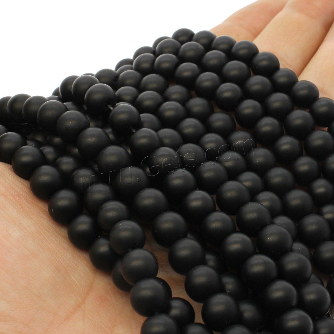 Black Stone Bead, Round, different size for choice & frosted, black, Hole:Approx 1mm, Length:Approx 14.9 Inch, Sold By Strand