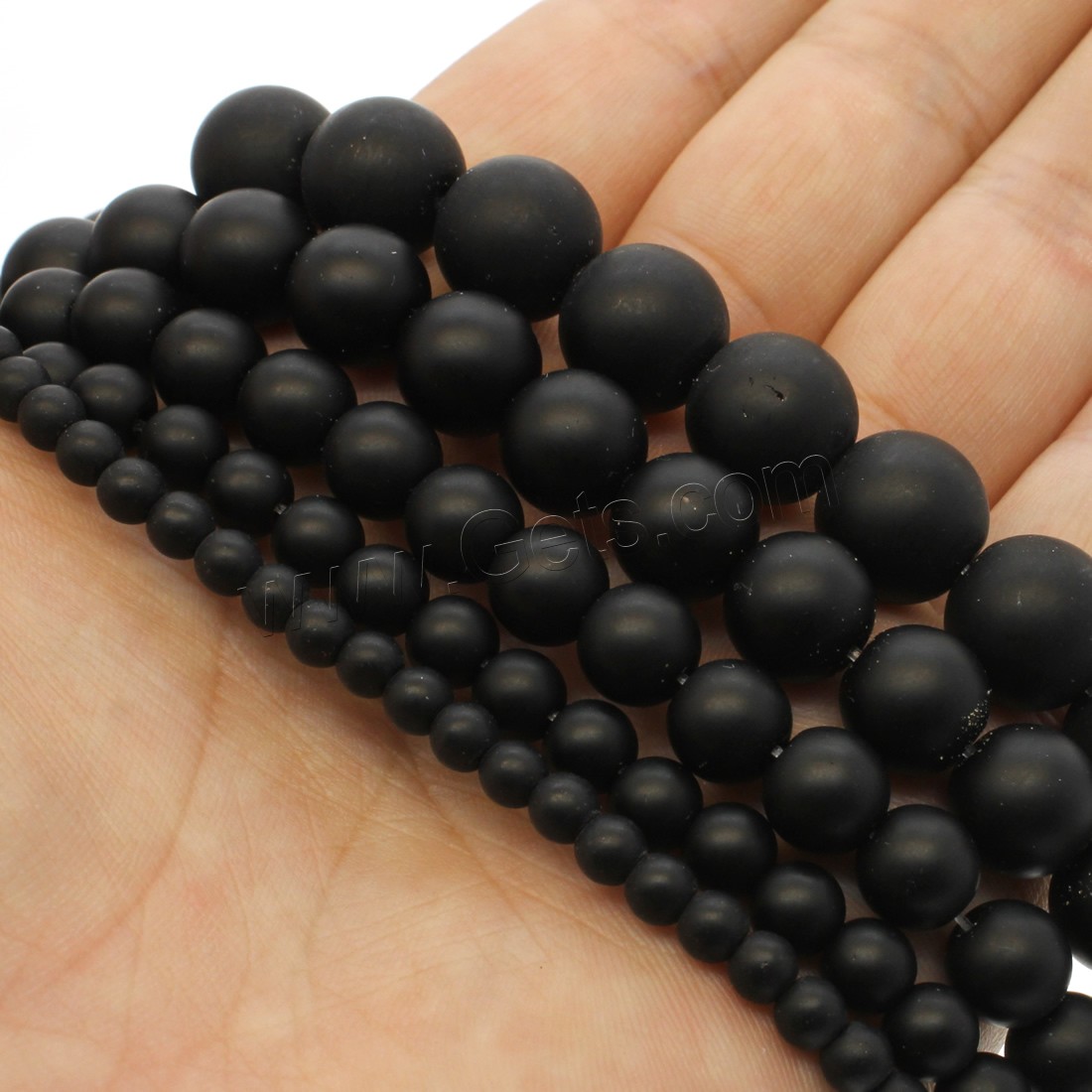 Black Stone Bead, Round, different size for choice & frosted, black, Hole:Approx 1mm, Length:Approx 14.9 Inch, Sold By Strand