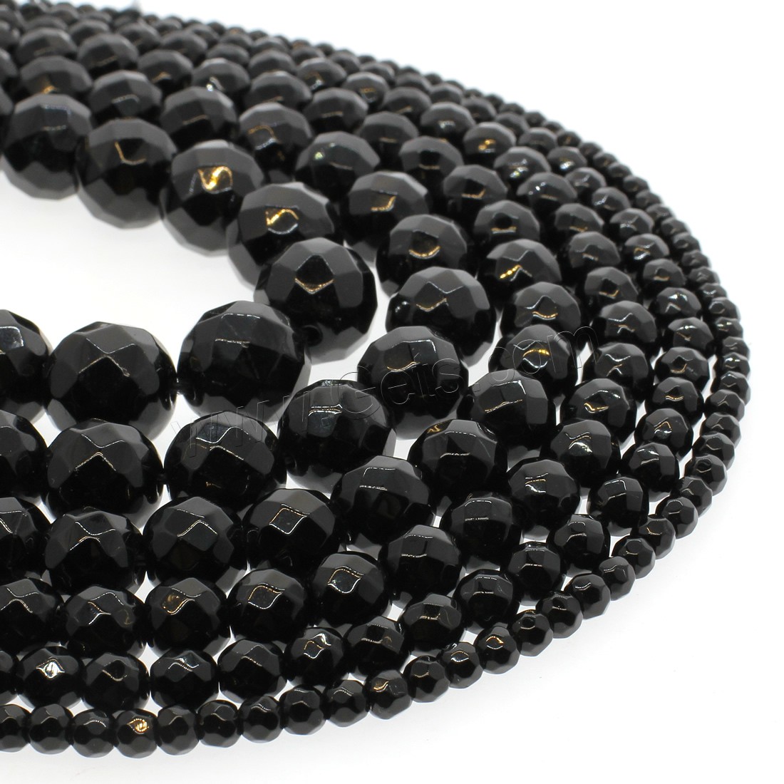 Black Stone Bead, Round, different size for choice & faceted, black, Hole:Approx 1mm, Length:Approx 14.9 Inch, Sold By Strand