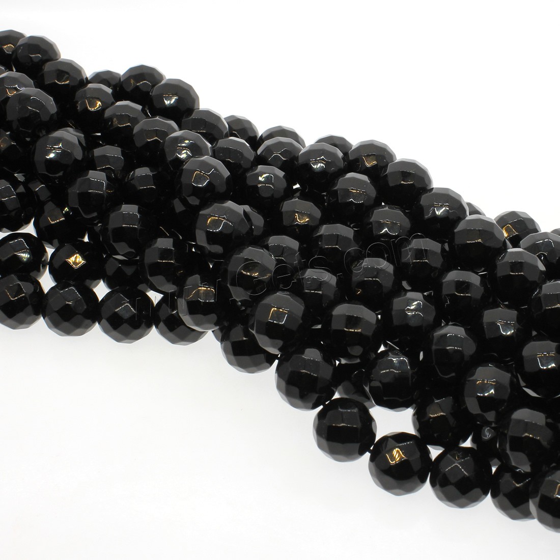 Black Stone Bead, Round, different size for choice & faceted, black, Hole:Approx 1mm, Length:Approx 14.9 Inch, Sold By Strand