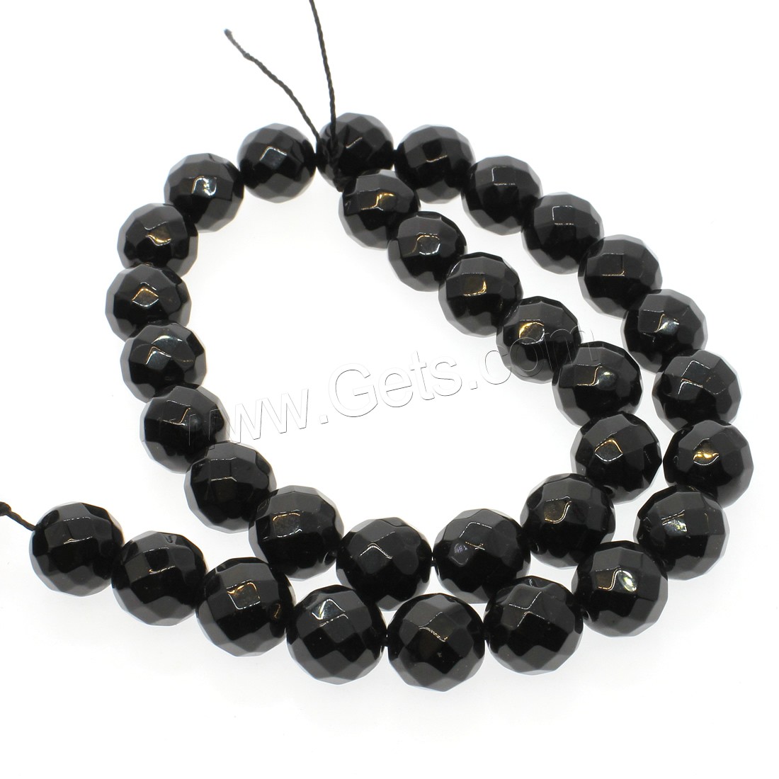 Black Stone Bead, Round, different size for choice & faceted, black, Hole:Approx 1mm, Length:Approx 14.9 Inch, Sold By Strand