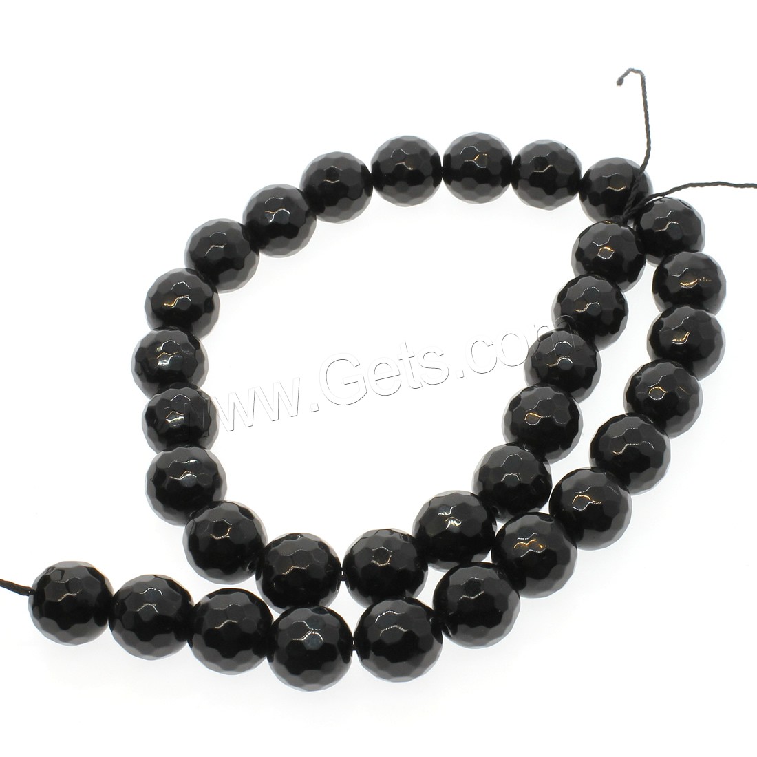 Black Stone Bead, Round, different size for choice & faceted, black, Hole:Approx 1mm, Length:Approx 14.9 Inch, Sold By Strand