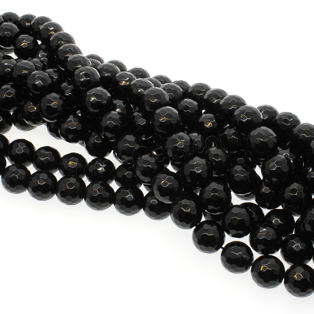 Black Stone Bead, Round, different size for choice & faceted, black, Hole:Approx 1mm, Length:Approx 14.9 Inch, Sold By Strand