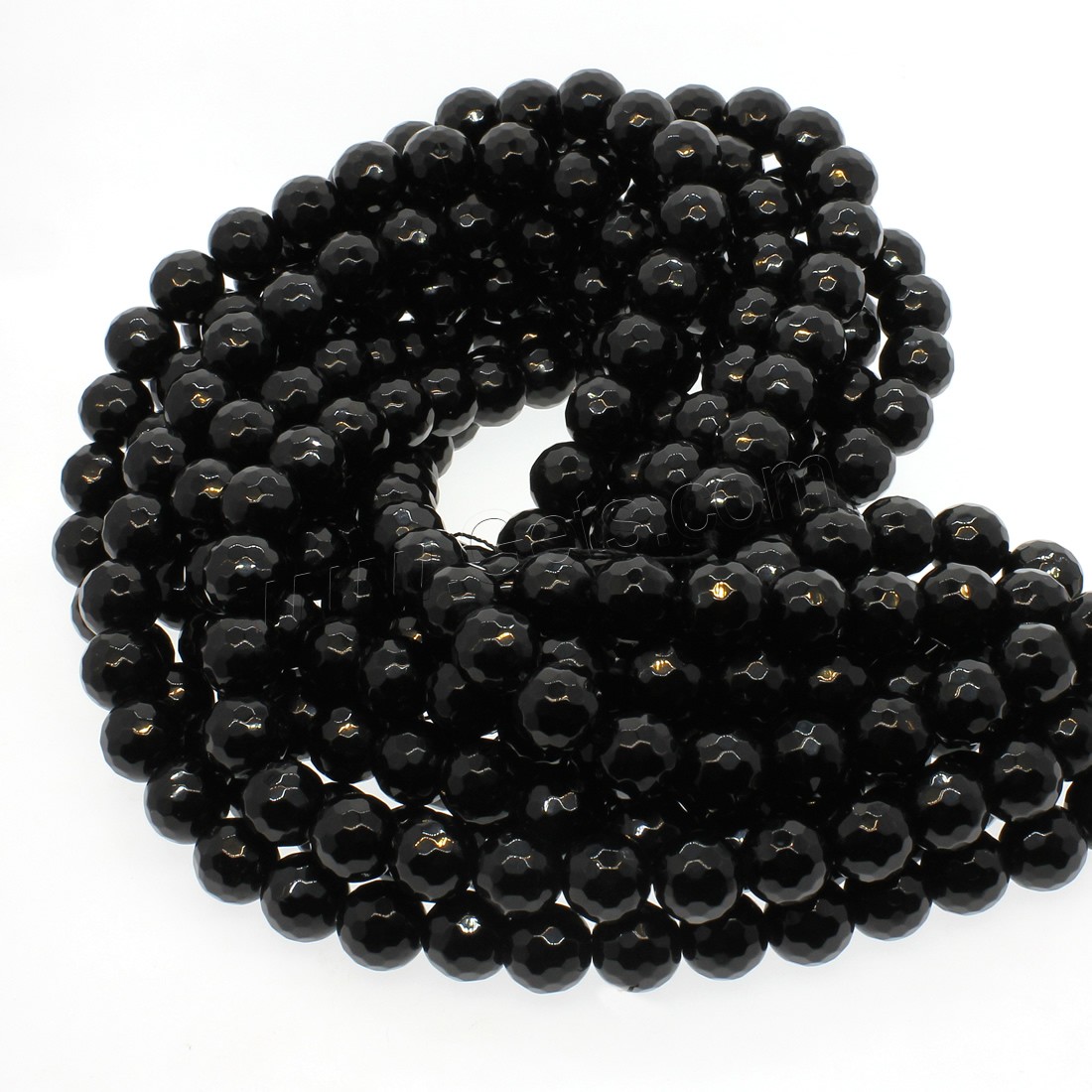 Black Stone Bead, Round, different size for choice & faceted, black, Hole:Approx 1mm, Length:Approx 14.9 Inch, Sold By Strand