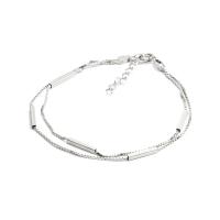 Pulseras de Plata Estelina, Plata de ley 925, con 1.37lnch extender cadena, chapado en color de plata, ajustable & cadena de caja & para mujer, 10x2mm, longitud:aproximado 6.7 Inch, Vendido por Sarta