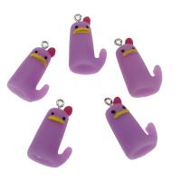 résine Pendentif, avec fer, canard, Mini & Mignon & DIY, violet Environ 1.4mm Vendu par sac