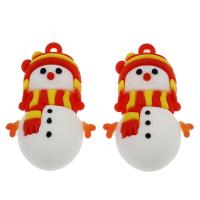 Cartoon Resin Pendant, Snowman, Mini & cute & DIY, red Approx 3.3mm 