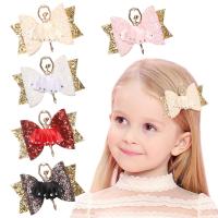 Cloth Children Hair Accessories, with Iron, Bowknot, handmade, cute & Girl 