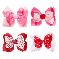 Cloth Children Hair Accessories, with Iron, Bowknot, handmade, cute & Girl 100mm 