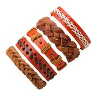 PU Leather Cord Bracelets, 5 pieces & adjustable & for man Approx 7.5 Inch 