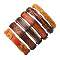 PU Leather Cord Bracelets, 6 pieces & Unisex & adjustable Approx 7.5 Inch 