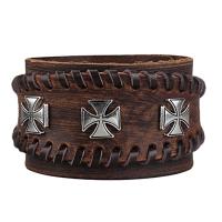 PU Leather Bracelet, with Brass & Zinc Alloy, antique silver color plated, Unisex & adjustable 47mm Approx 9.2 Inch 