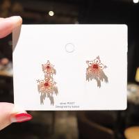 Zinc Alloy Asymmetric Stud Earrings, Star, rose gold color plated, for woman & with rhinestone & hollow, 23mm 