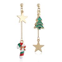 Zinc Alloy Asymmetric Earrings, gold color plated, Christmas Design & fashion jewelry & for woman & enamel 62mm 